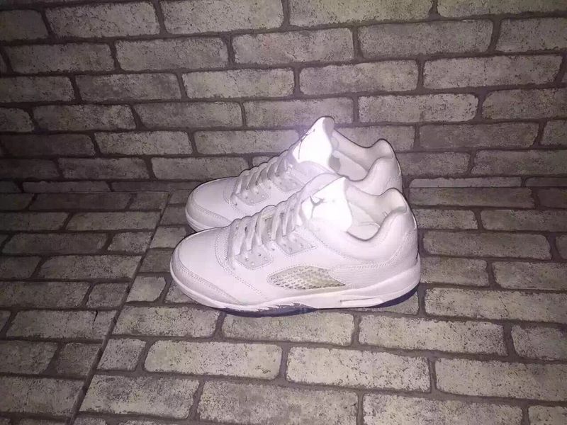 New Women Jordan 5 Low Retro White Silver- SHoes